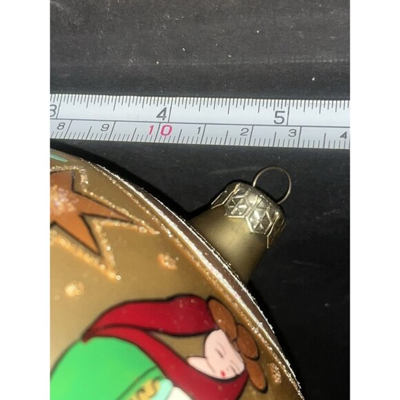 Vintage Large Christmas Ornament Nativity Scene Hand Painted Glass Glitter 5" - Picture 10 of 10